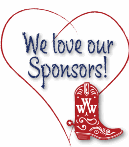 Hollow heart shape with "We love our sponsors" written inside.